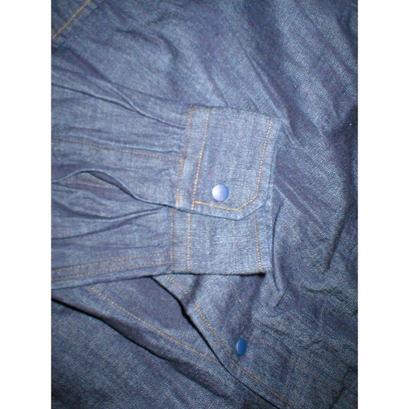 New Mens NWT Italy Designer M. Grifoni 40 M L Denim Shirt Snap Dark Blue LS Cool - Picture 7 of 10